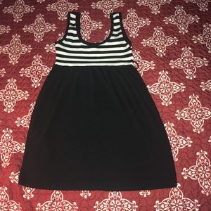 White and black striped dress